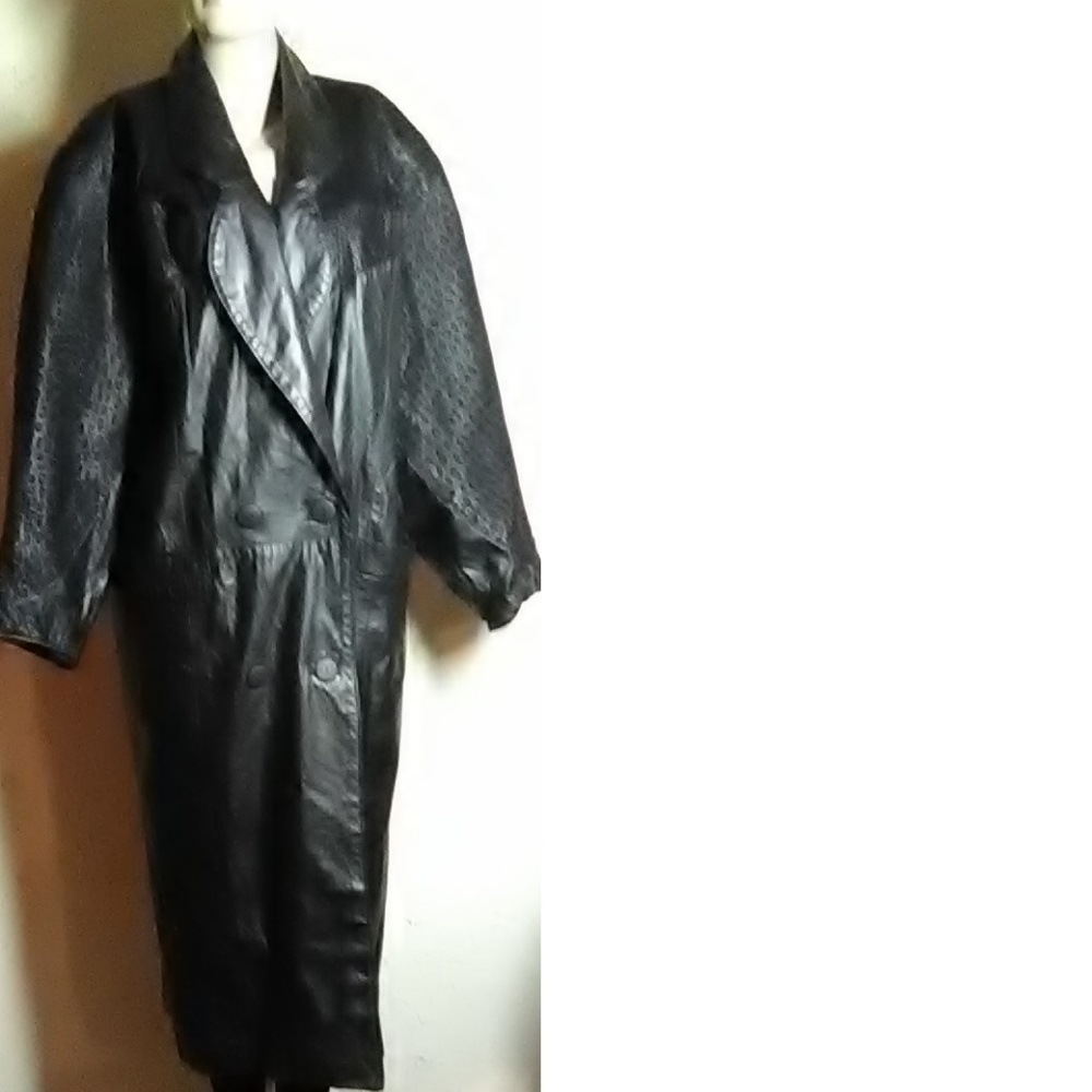 G-111 Vintage Long Leather Coat Size M